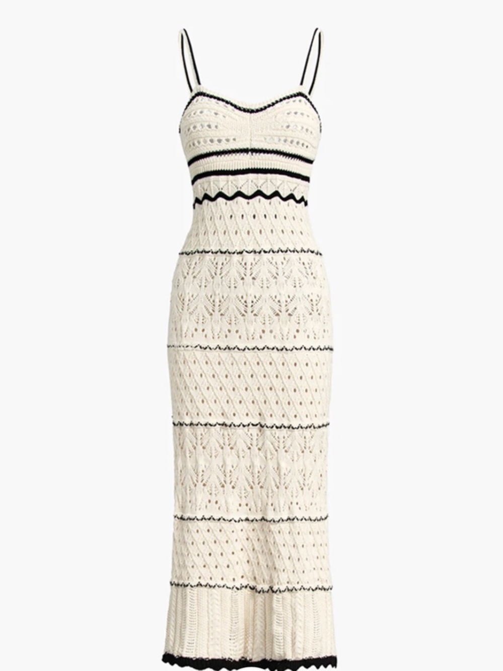 COMMENSE - Paros Crochet eyelet See Through Midi Dress M